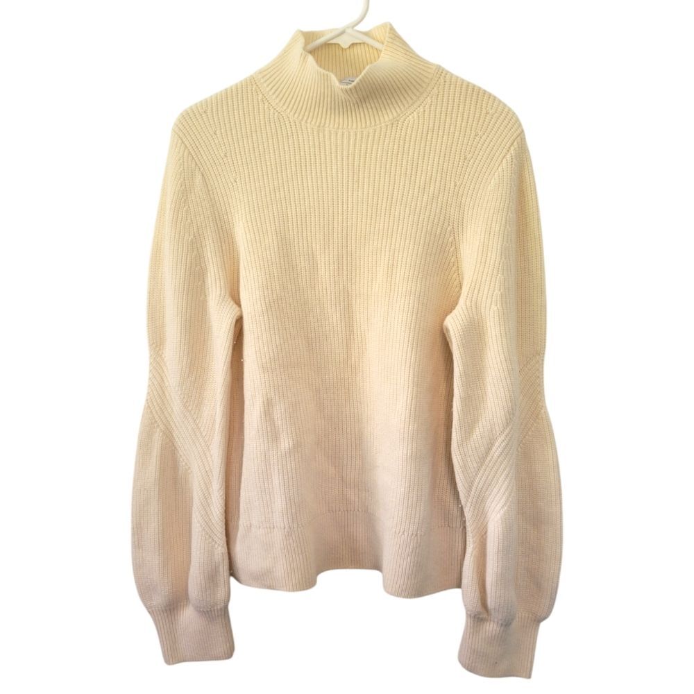 Paris Atelier & Other Stories Cream Wool Blend Ribbed Mock Neck Sweater Size M